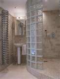 Custom bathroom with a curved glass-block shower wall